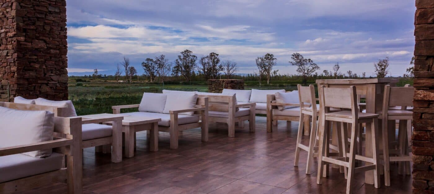 Terraza con vista a los viñedos y la llanura